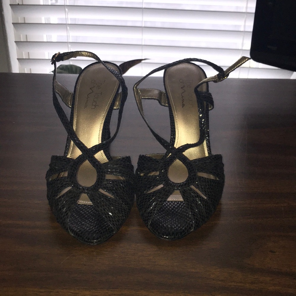 Black shimmery high heels